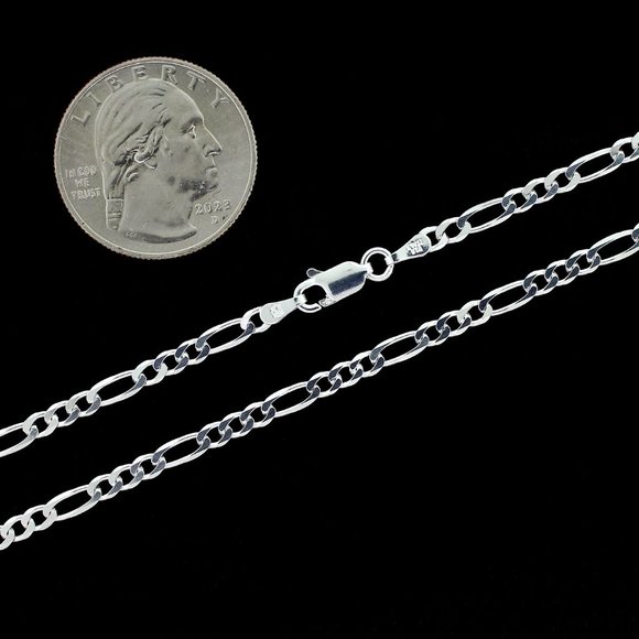 Real 925 SOLID Sterling Silver 3mm Figaro Link Chain Necklace 18" inch - Picture 3 of 6
